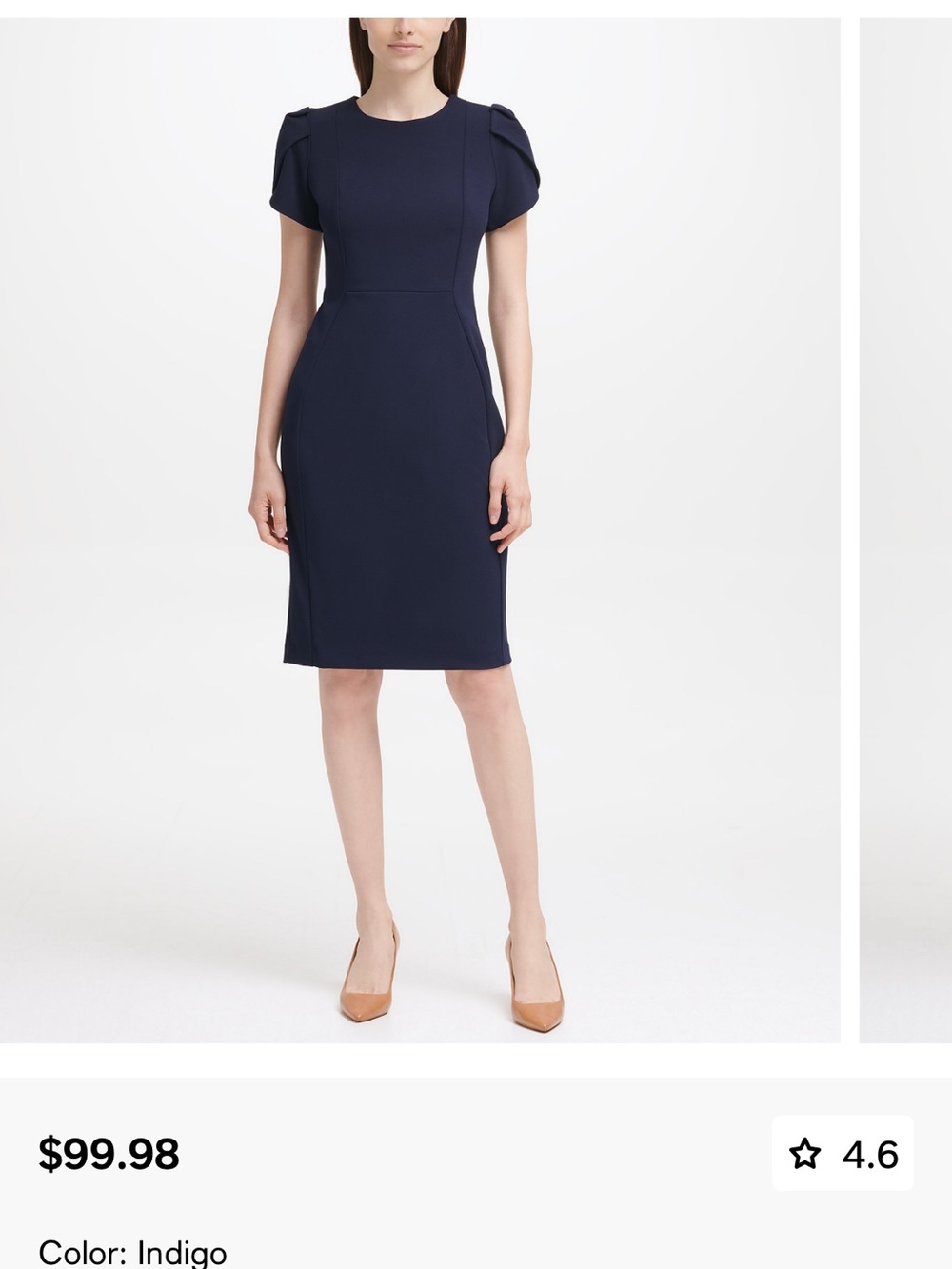 Calvin Klein Indigo/Navy Midi Sheath Dress
